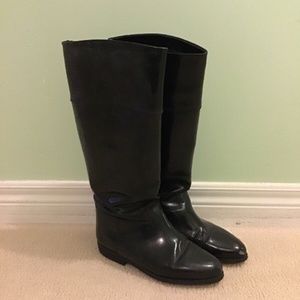 VINTAGE TOWN SHOES WOMENS BLACK LEATHER TALL BOOTS